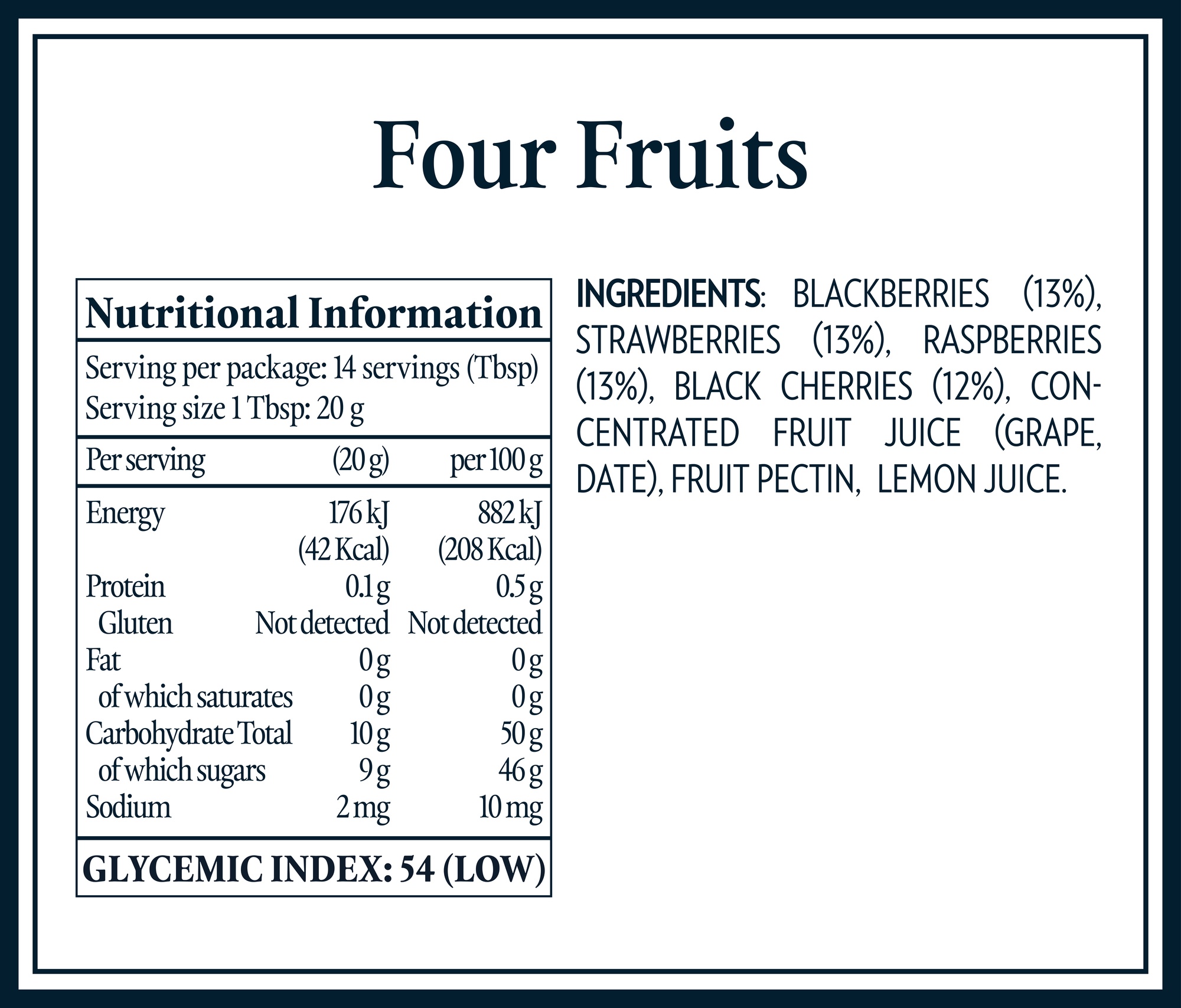 Nutrition Tables & Ingredients_AUS_four fruits