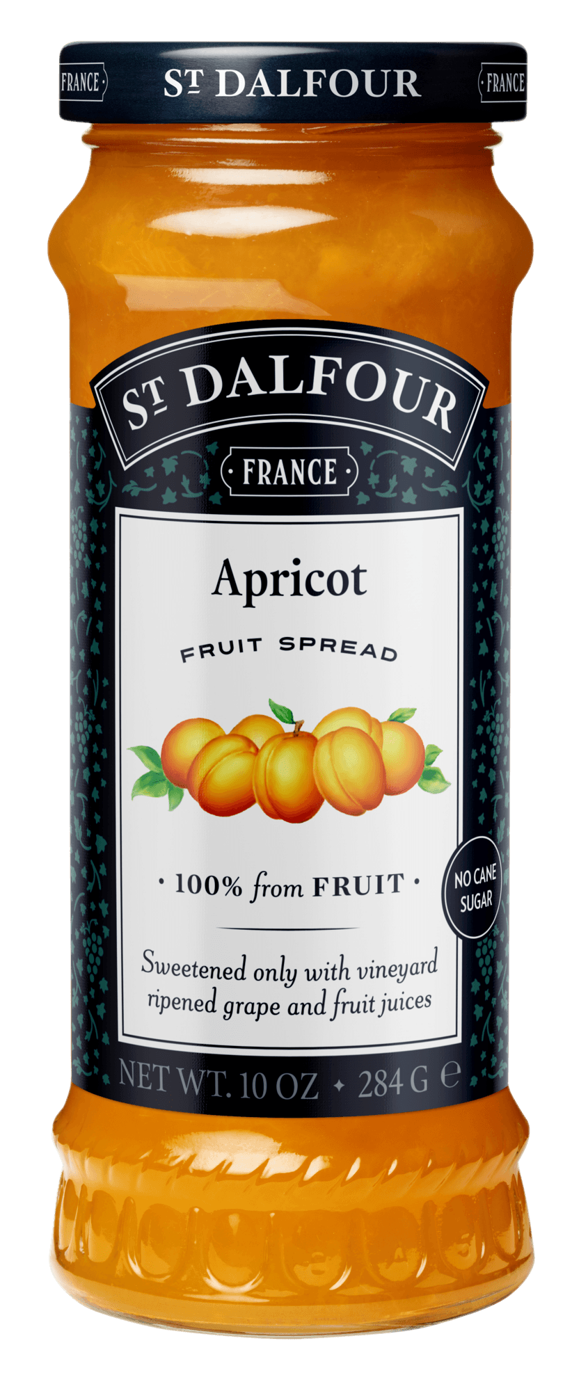 A bottle of St. Dalfour's Apricot fruit spread